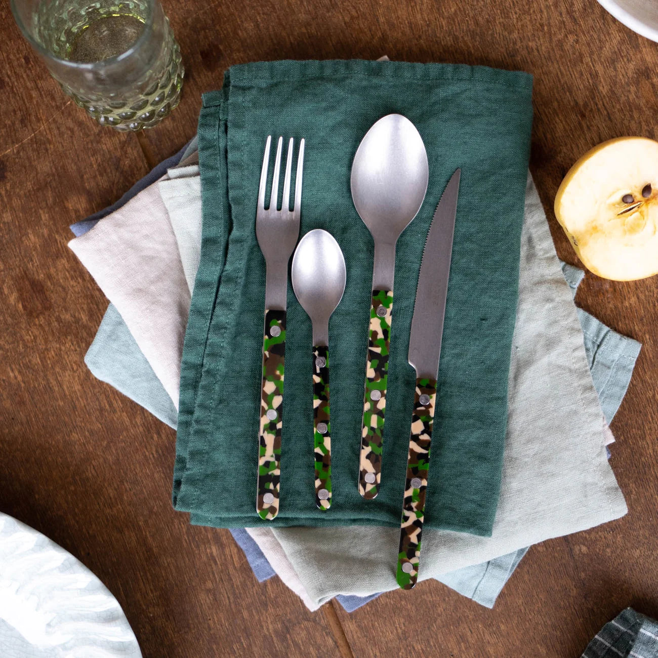 Bistrot Green Camouflage 24 Piece Cutlery Set