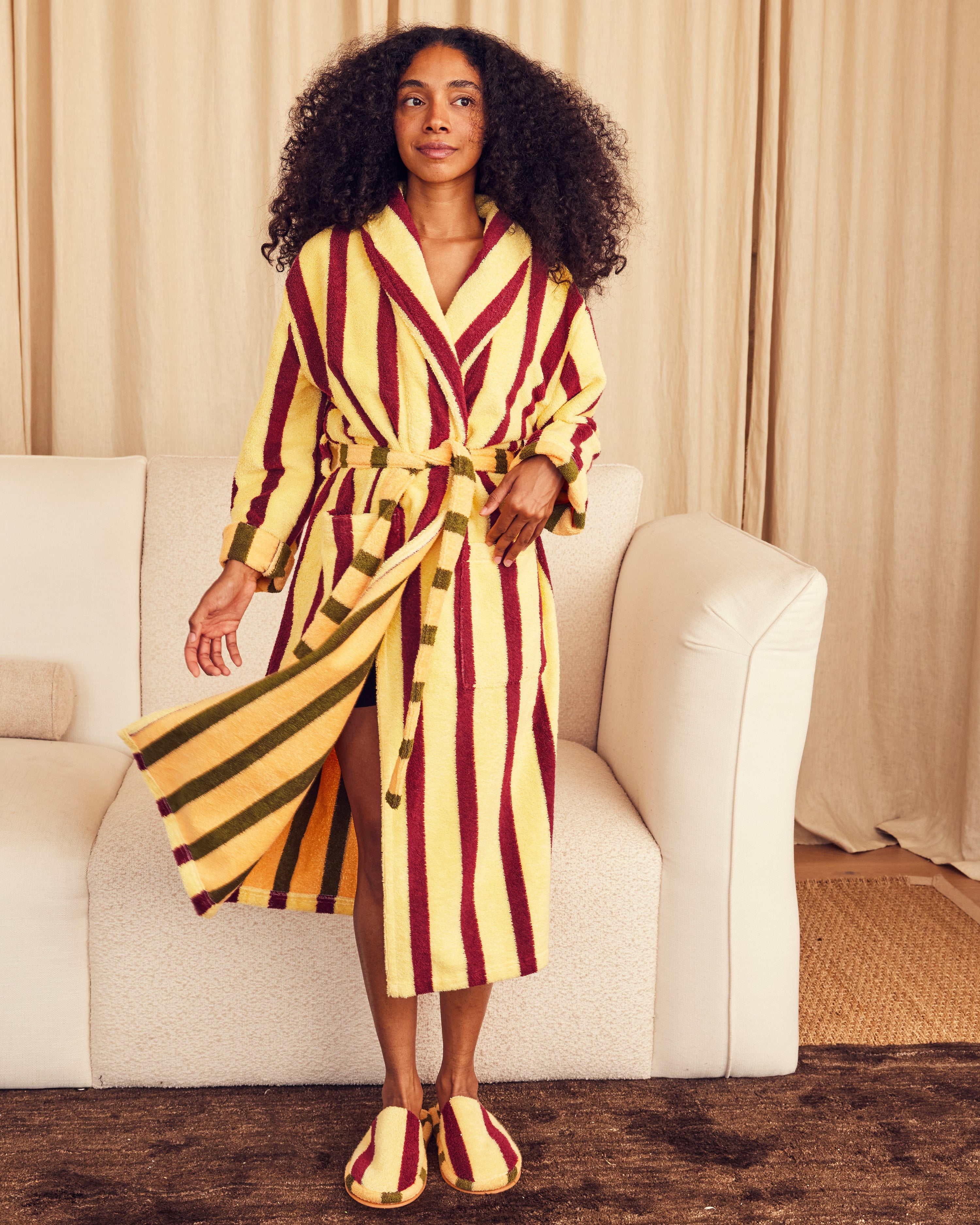 Dusen Dusen Ginkgo Striped Bathrobe