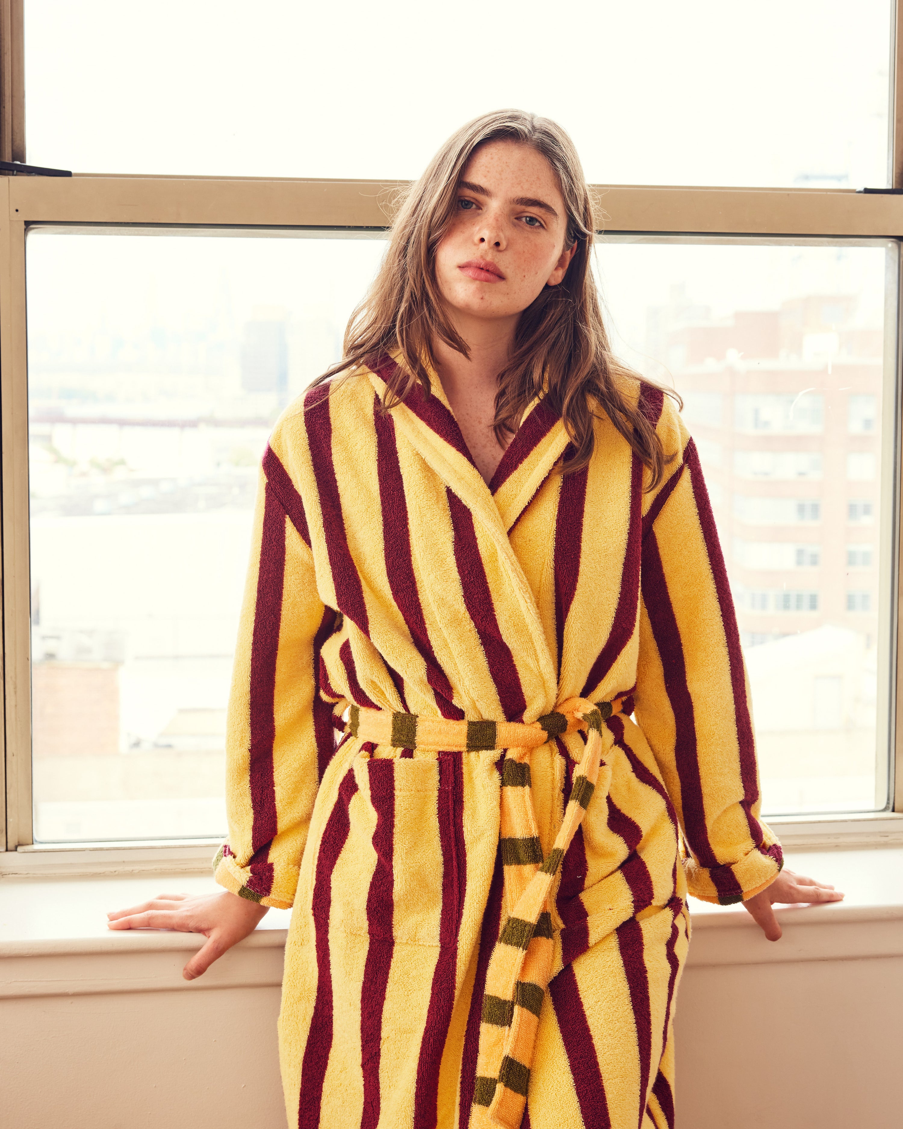 Dusen Dusen Ginkgo Striped Bathrobe