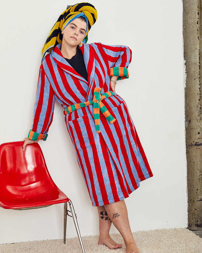Dusen Dusen Bathrobe in Warm Stripe